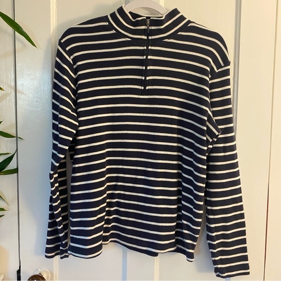 L.L. Bean Striped Quarter Zip - Picture 1 of 6